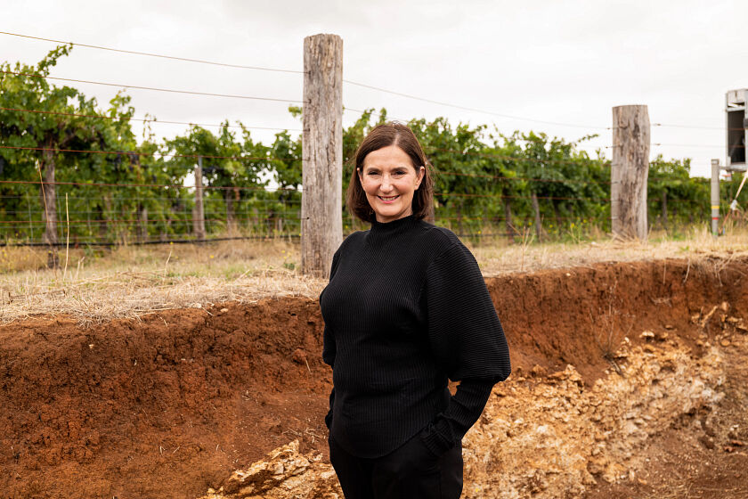 Sue Hodder and the famous Terra Rossa soil